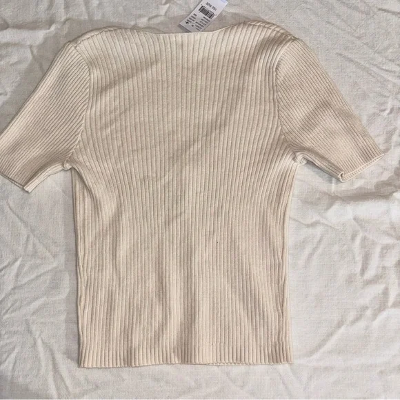 John Galt Cream Ribbed Blouse - Picture 4 of 4